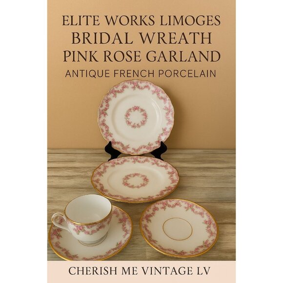 Elite Works Limoges France Bridal Wreath Pink Rose Garland 5-Pc Set REPLACEMENT - Picture 1 of 16